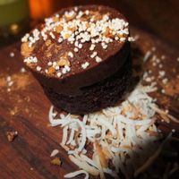 Dark chocolate cupcake at Restaurare in Tulum