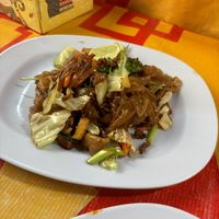 Flat noodles   at Vegan Thai Food Stalls in Bangkok