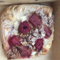 Raspberry and rhubarb danish  at Crumbs Organic Bakehouse in Kensington