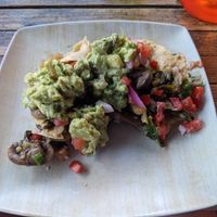 Mushroom tacos (subbed guac for cheese) (they fell apart) at T/aco in Boulder