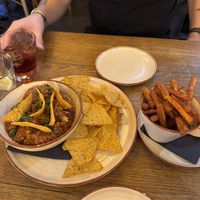 Vegan chilli & sweet potato fries with vegan mayo   at Browar Pod Zamkiem in Szczecin