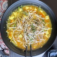 Huge curry tofu ramyun - 9000 pesos. So big I couldn’t finish it   at Bab Providencia in Santiago