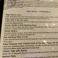 Starters en main courses  at Madigan's in Inishmor