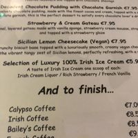 Desserts on the menu  at Madigan's in Inishmor