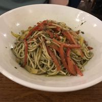 Spaghetti with basil and pine nuts pesto   at Madigan's in Inishmor