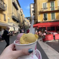 Peach and passionfruit sorbet  at Fenocchio - Place Rossetti in Nice