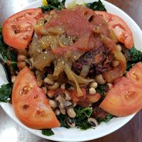 Burger Bowl with black eyed peas added at Sunflower Cafe in Nashville