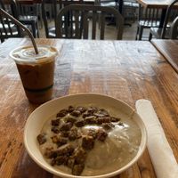 Biscuits and Gravy (add sausage) and iced vanilla latte at Sunflower Cafe in Nashville