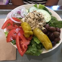 Greek salad w/tofu feta  at Sunflower Cafe in Nashville