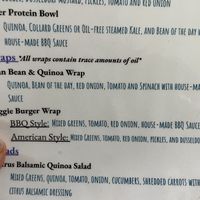 Protein bowl ingredients. Bbq sauce on the side    at Sunflower Cafe in Nashville