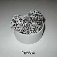 Chocolate ganache balls covered in dessicated coconut. at VEG Deli in Warsaw