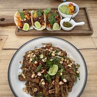 Spiced Tempe tacos and vegan pad Thai   at Seaesta Komodo Hostel & Hotel in 
