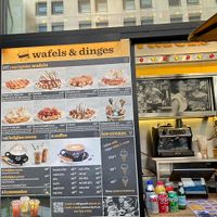 Wall menu…almost nothing is vegan, no mention of extra vegan charge at Wafels & Dinges in New York City