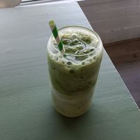 iced matcha with almond milk at Café Bits and Bites in Ferntree Gully