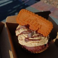 vegan choc biscoff cupcake at Café Bits and Bites in Ferntree Gully
