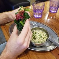 Beet burger wrapped in collard leaf at Green Sage Cafe - South in Asheville