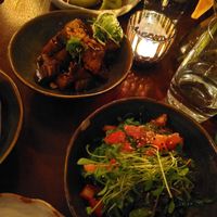 Miso aubergine, seaweed salad at Soy Club in Stuttgart