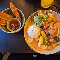 Main "41 Sol Lac" with tofu & tapa "8 Banh Goi" at Soy Club in Stuttgart