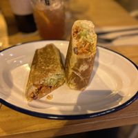 Vegan burrito - tofu, vegan cheese, rice and avocado   at Azul Frida - Poble Nou in Barcelona