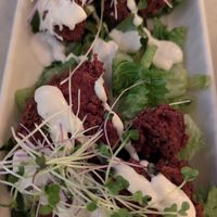Crab cake appetizer at Bar Botanical in Crozet