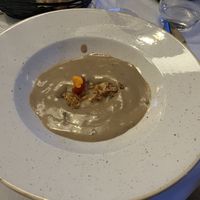 3rd course: croatian štrukli with tofu in mushroom soup  at Dunatovi Dvori Heritage Hotel in Preko