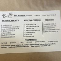 Menu  at Bob's Atomic Burgers in Golden