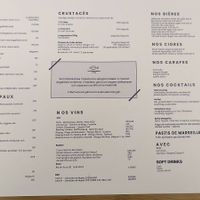 Menu at Les Poissonniers de Möja in Moeja