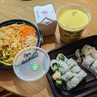 Vegan pad thai, vegan yellow curry, avocado rolls at Peppers Thai Cuisine in Palm Springs