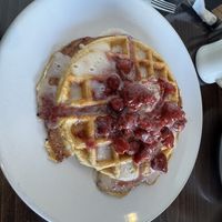 Amore waffles (with gluten free waffle)   at Bed Head Vegan Brunch House in Bethlehem