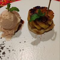 Dessert with pineapple and ice cream at The Rice Signature Restaurant - Sapa Clay House in Lao Cai