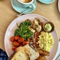 Big Brekkie and Cappuccino with oat milk  at La Gula By The Hungry Tapir in Kuala Lumpur