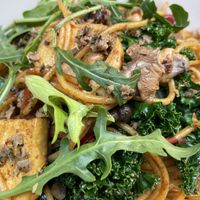 Sichuan mala spaghetti with tofu, kale   at Wanaka in Hong Kong Island