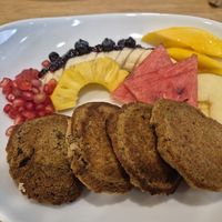 Pancakes with extra fruit at Nature's Soul Kitchen in New Delhi
