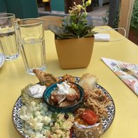 Vegan plate, all delicious  at Annie's Vegan Food and Bar - Pop-up in Rhodes