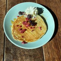 Beau’s Pancake (kid size serve, no longer on the menu but available when asked)  at Sweet Bones Bakery Cafe in Scullin