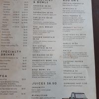 Drinks menu at Scullin Sweet Bones in Scullin