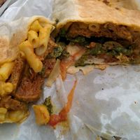 BBQ seitan--mac-n-cheese wrap at Scullin Sweet Bones in Scullin