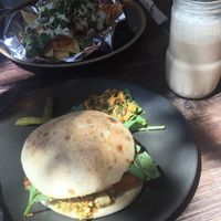 Brekky burger at Sweet Bones Bakery Cafe in Scullin