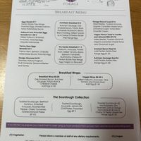 Full breakfast menu   at Forage  in Cowbridge