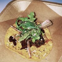 Hibiscus and Chile Arbol infused beetroot tostada  at Duro De Matar in Lisbon