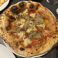 Funghi with vegan cheese  at Fuso Pizza in San Jose