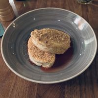 Tasty strawberry sauce on the ice cream.    at Schnitzelei Mitte in Berlin