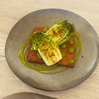 Chickpea Fritters w baby lettuce   at Oia Gefsis in Oia