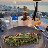 Fresh pasta with basill  at Oia Gefsis in Oia
