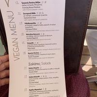 vegan menu at Oia Gefsis in Oia