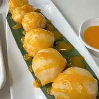 Tempura fried tofu with mango sauce  at Kindness Gather - 慈素小聚 in Kowloon