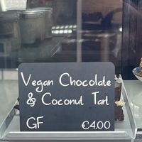 Vegan chocolate and coconut tart  at The Green Frog Café in Cork