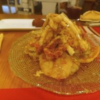 Tempura de verduras con una salsita deliciosa at Restaurante la Galana in Avila