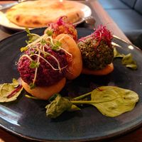 Gemüsebällchen auf Maisbrot (Vorspeise) at SO RE Restaurant & Bar - Georgische Küche in Dusseldorf
