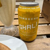 Local mango maracuya kombucha  at Happy Vegan Coffee in Santiago